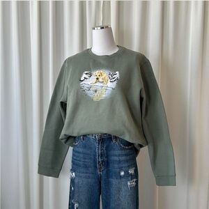 Vintage Northern Reflections Green Nature Graphic Sweatshirt XL.